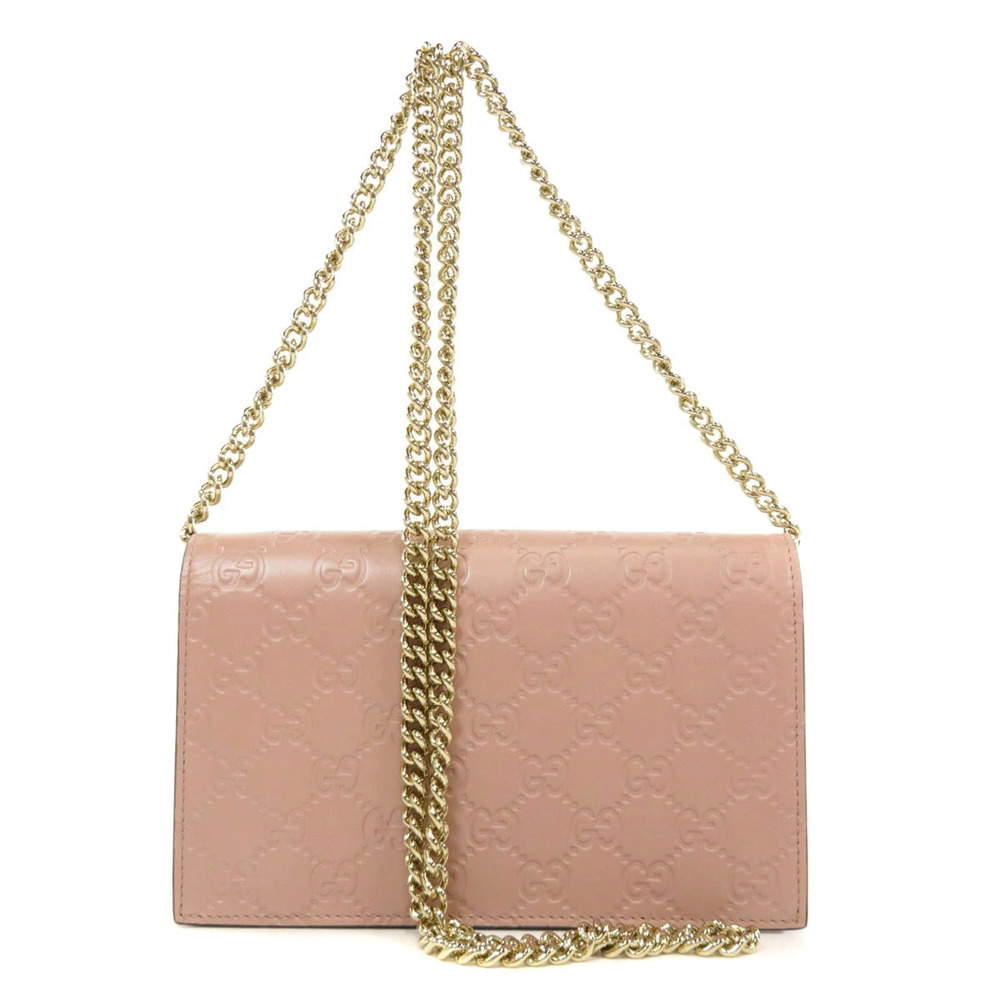 Gucci Wallet Wallet Chain Leather Shima GG ssima Long Black
